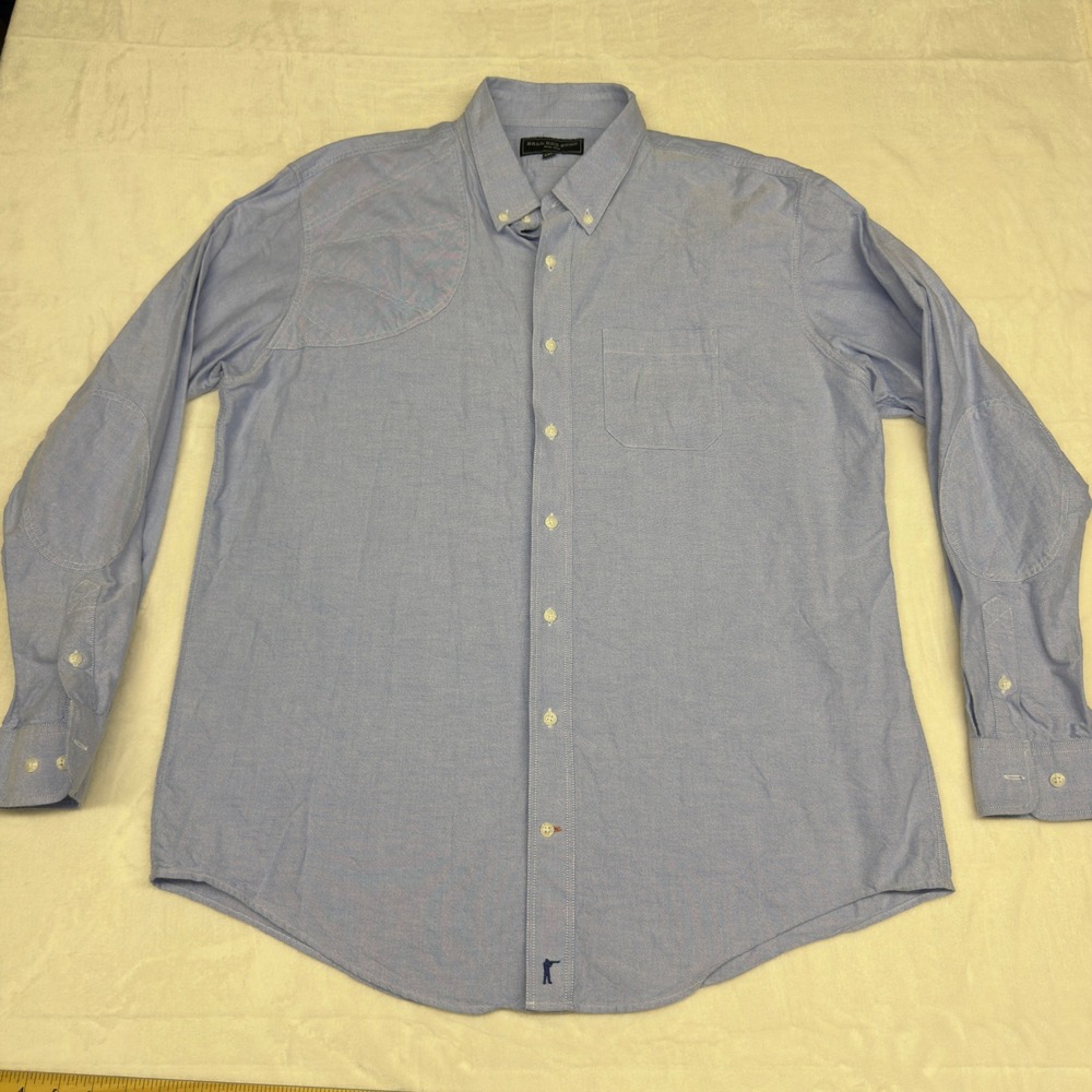Ball and Buck Shirt Mens XXL Blue Oxford Hunters Shooting Patch Cotton